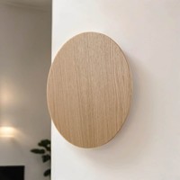 Wandleuchte Holz Rund Ø 30 Cm Flach Indirektes Licht Flur Wohnzimmer Wandlampe