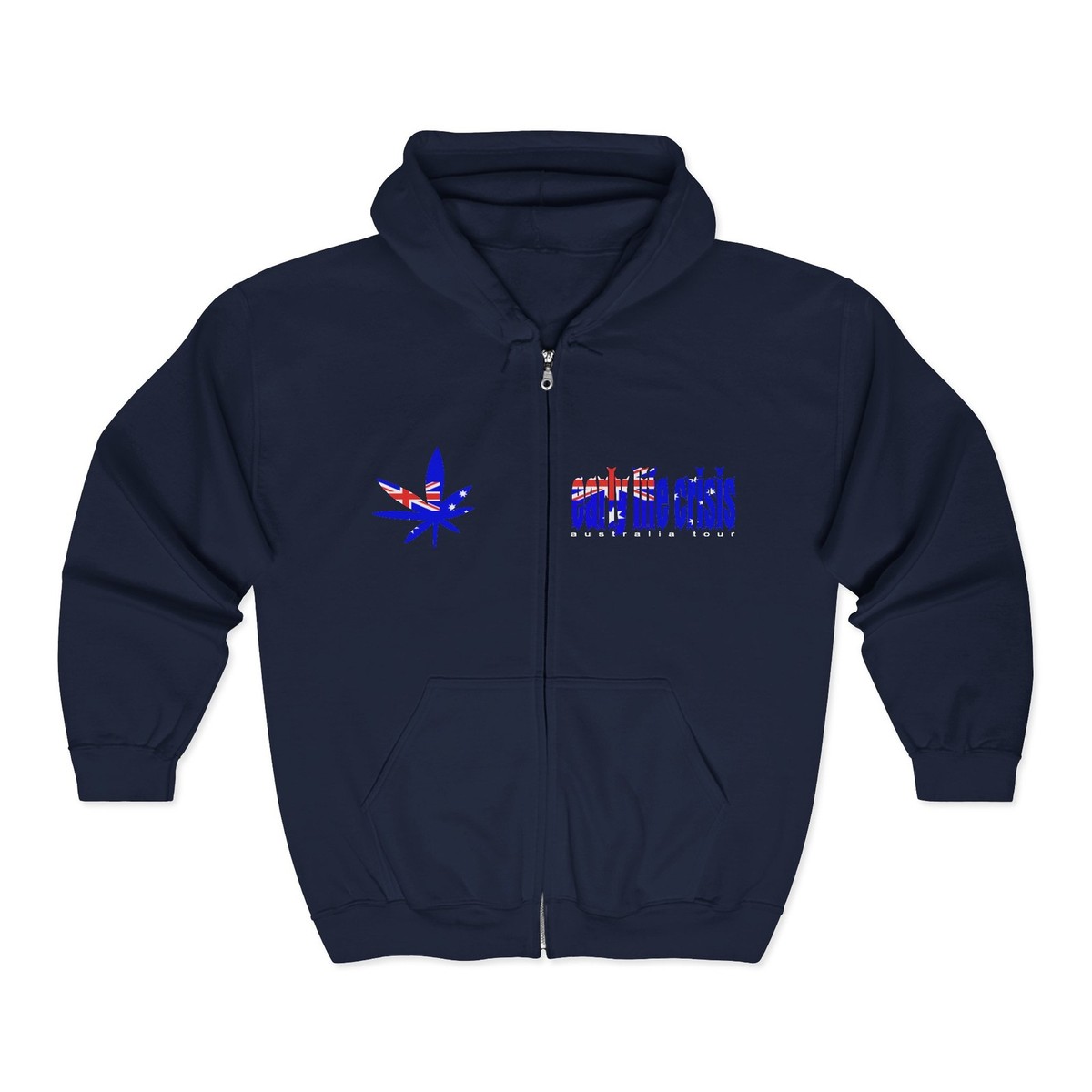 Nettspend Early Life Crisis Australia Navy Tour Merch Zip-Up