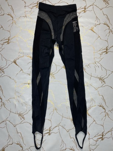 Mugler x H&M Black Mesh-panelled Stirrup Leggings Size US4 EUR36 New Without Tag - Picture 4 of 7