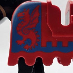 LEGO Black Horse Minifigure Red Blue Dragon Armor Barding Castle 6086 6085 6060