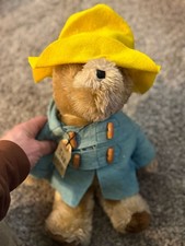 Vintage 1975 Paddington Bear Plush with Blue Toggle Coat and Yellow Hat