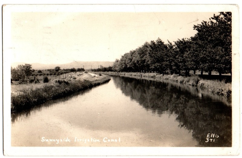 Sunnyside, WA Washington 1939 RPPC Postcard, Irrigation Canal by Ellis