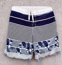 Vintage Y2K Op Board Shorts Mens L 36-38 White Blue Surf Swim Ocean Pacific