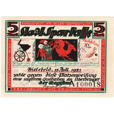 [#293560] Germany, Bielefeld, 5 Mark, 1921-07-15, UNC, Grabowski:103.12
