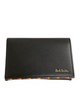 Paul Smith Bright Stripe Trim Business Card Holder, Leather, Black, Men's, 55342