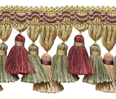 DÉCOPRO 3 3/4'' Long Tassel Fringe Trim, Cherry Grove Beige [5 Yards]