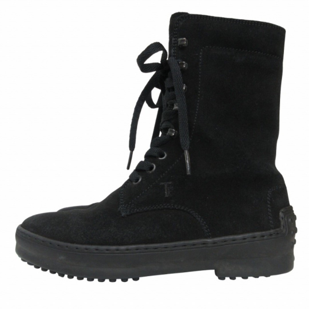 SAOLA STIVALI stringati Tod's GOMMINI INVERNALI Gonmini scamosciati pelle suola vibram nero usati