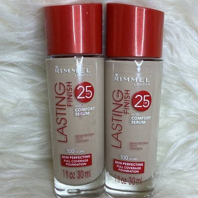 2x Rimmel Lasting Finish 25 hr Foundation with Comfort Serum #100-Ivory