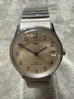 Vintage Timex Mens Watch 35mm Champagne Dial Manual Wind Date Stretch Band Works