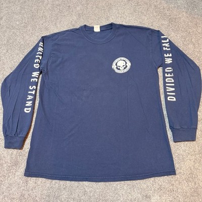 Gildan Shirt Mens Large Blue Cotton Tee United We Stand Divided We Fall