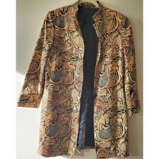 Linda Allard Ellen Tracy Size 8 Artsy Tribal Print Designer Blazer Open Jacket
