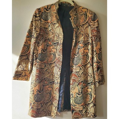 Linda Allard Ellen Tracy Size 8 Artsy Tribal Print Designer Blazer Open Jacket