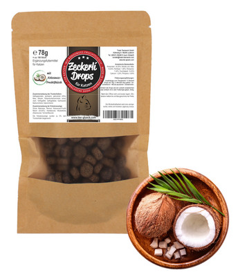 Zeckerli Drops Katze   Kräuter-Leckerlis mit Kokosnuss, 78g Made in Germany