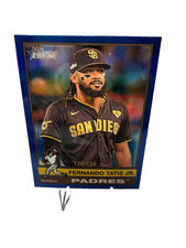 Fernando Tatis Jr. 2025 Topps Heritage Chrome Blue Refractor /150 #118 Padres