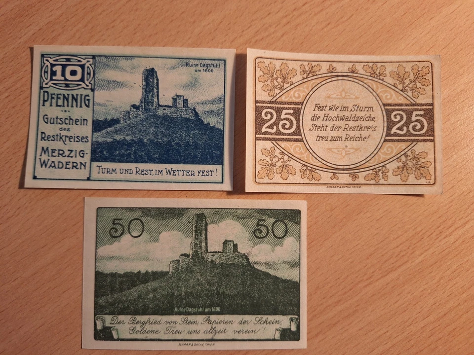 Notgeld Merzig Wadern 1921 Set 10, 25 und 50 Pfennig gut erhalten (P3) - Bild 2 von 2