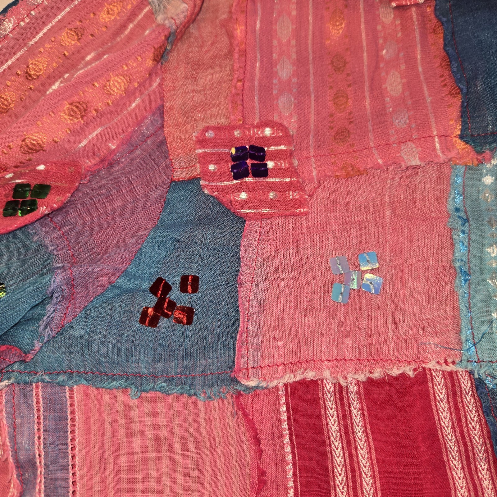 Carrie Allen Patchwork Sequined Button Down Colla… - image 3