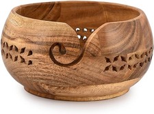 Acacia Wood Yarn Bowl Holder Hand Carved Yarn Bowls for DIY Knitting Crocheting