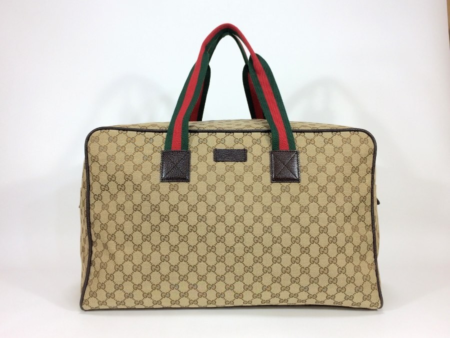 GUCCI Boston Bag GG Canvas Sherry Brown 18047 Tote Shoulder Bag