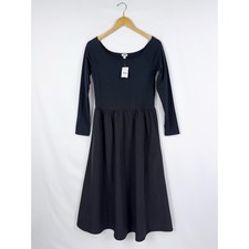 J Crew Factory Off The Shoulder Knit Mixy Midi Dress Women's Medium Black