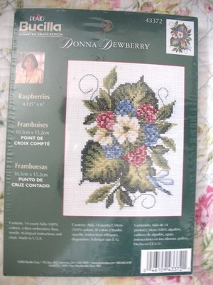 Bucilla Counted Cross Stitch Kit RASPBERRIES Donna Dewberry 5X7'' #43372  2003