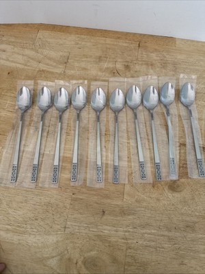 Customcraft CUS3 Stainless Glossy Textured Embossed Flatware Ice Tea Spoons New
