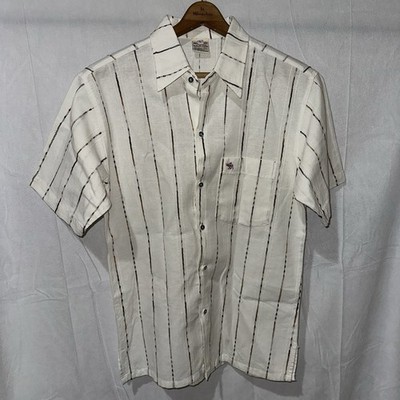 Vintage Abercrombie Fitch Short Sleeve Button Up Shirt Textured Cotton Sz L USA