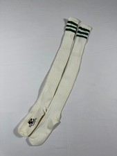 Vintage World Cup Soccer Socks Adult White/Green Stripe 100% Nylon Made In USA