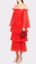 Carolina Herrera Off the Shoulder Pleated Tulle Dress Size 8