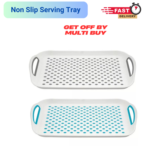 Non Slip Serving Tray Plastic Rubber Grip Lap Waiter Serve Food Dinner Drinks