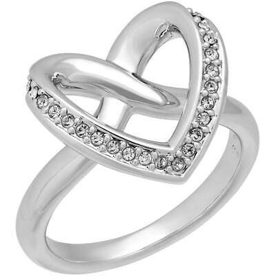 Swarovski Women's Ring Cupidon Rhodium Plated Crystal Pavé Heart, Size 9 5140097