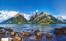 Landscape nature lake grand teton national park wyoming Custom Gaming Mat Desk
