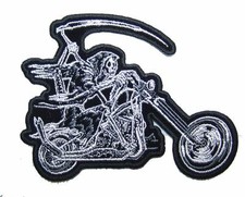 GRIM REAPER RIDING MOTORCYCLE PATCH P8170 NEW jacket BIKER EMBROIDERED IRONON