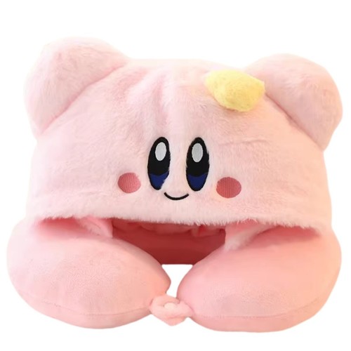 2pcs Cute Kirbuy U-Shaped Soft Hooded Daily Travel Neck Pillow Soft Plush Pillow - Picture 2 of 12