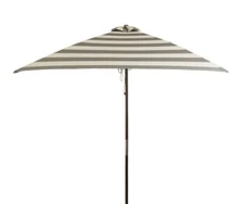 6.5 Ft Classic Wood Square Market Patio Stripe Umbrella