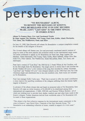 Pearl Jam - Last Kiss - 1999 [Holland] - Press Release