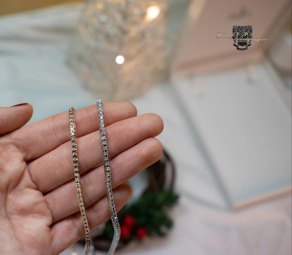 Collar Tennis En Oro Rosa 18kt. Con Diamantes Naturales Corte Brillante Ct. 2,96 - Imagen 3 de 4