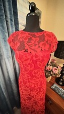 David Meister Red Lace Maxi Dress Size 4