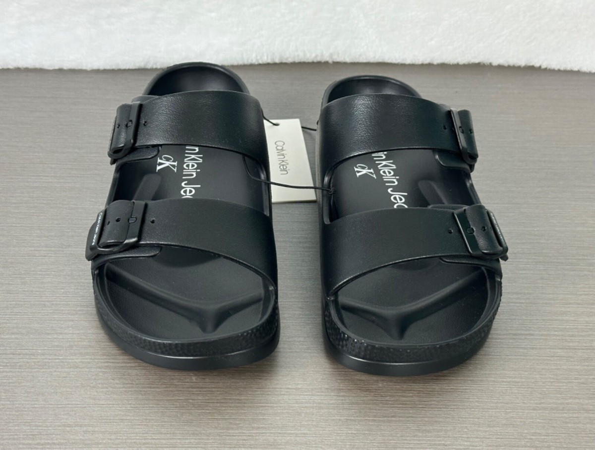Calvin Klein Jeans Men's Black Zion Double Strap Slide