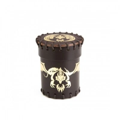 Q-WORKSHOP Flying Dragon Leather Dice Cup Brown & Golden