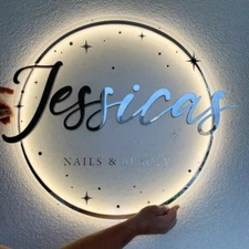 Custom Round Acrylic LED Logo Sign | 3D Backlit Business Storefront Wall Mounted