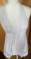 Fredericks of Hollywood Nightie Sheer Nylon Babydoll White Chiffon Medium