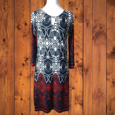 Lavanya Women's Small 3/4 Sleeve Geometric Print Shift Dress