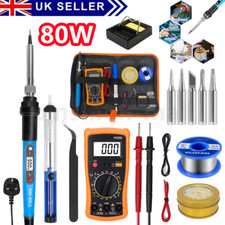 Soldering Iron Kit 80W Electronics Welding Irons Solder Tools Adjustable Wire UK