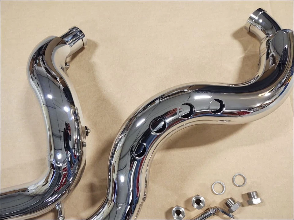 Big Dog Motorcycles 2004 y anteriores LSD 2-2 escape cromado soplado con escudos térmicos Foto 3 de 4