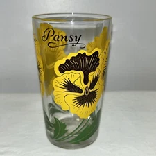 Vintage PANSY Peanut Butter Drinking Glass Boscul Pansy At Top