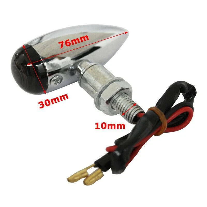 Chrome Motorcycles Turn Signals Blinker Lamp Amber Metal Smoke Lens 12V 10MM - Image 3 of 4