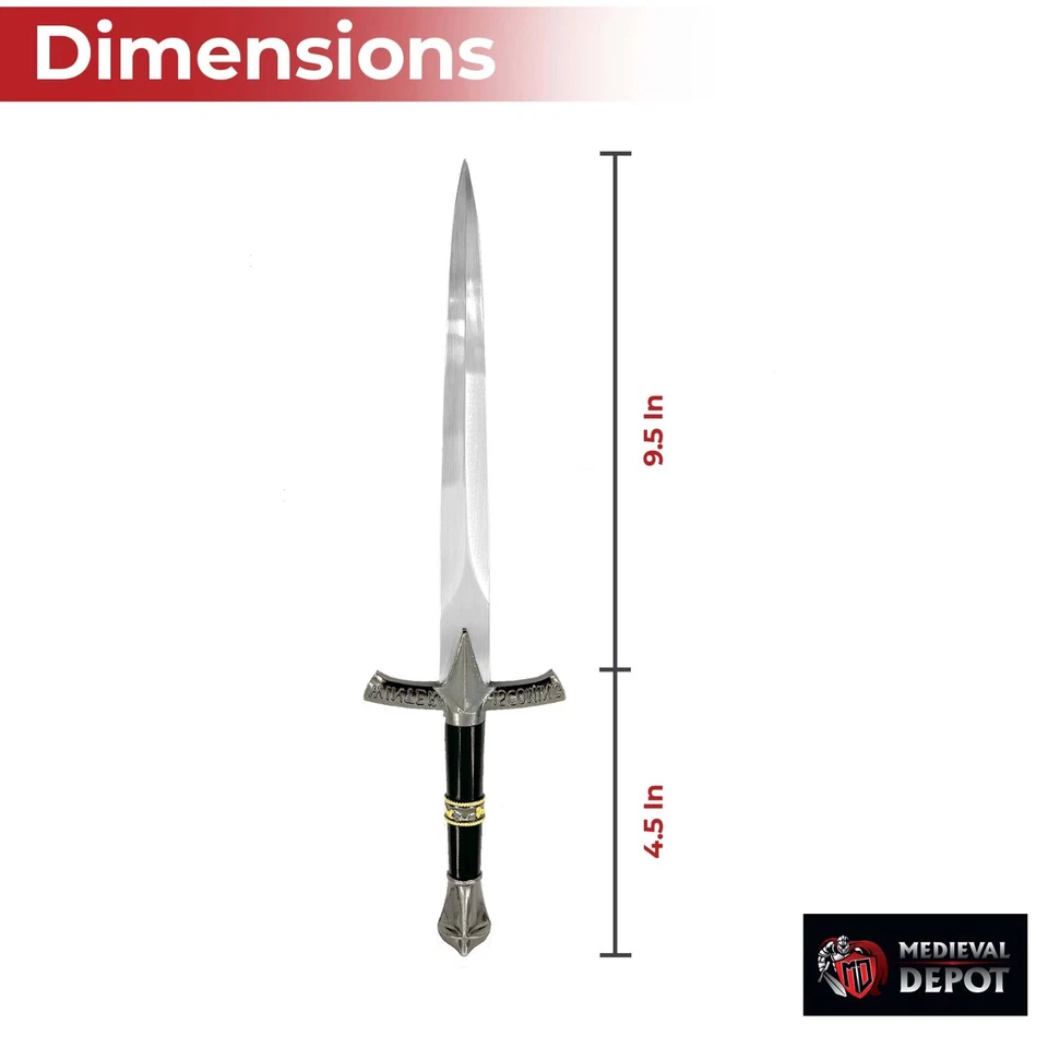 Daga negra grabada Shadow Embrace Winter Is Coming con total de metal 16,5" Foto 2 de 4