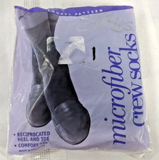 Silkies Microfiber Crew Socks Navy Blue Laurel Pattern One Size New NOS MCL804