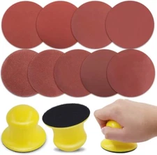 2pcs 3" Hand Sanding Block Kit Foam Hook& Loop Disc Polishing Pad with Sandpaper