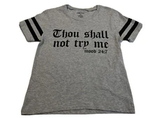 On Fire Junior T-Shirt Short Sleeve Gray Black Stripes Size Medium